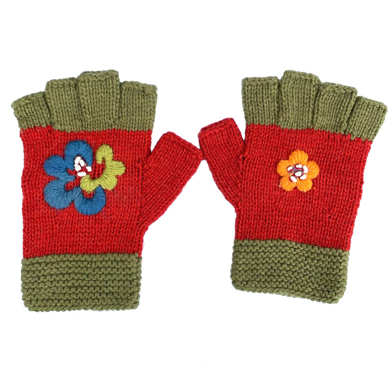 Camille Fingerless Gloves Red