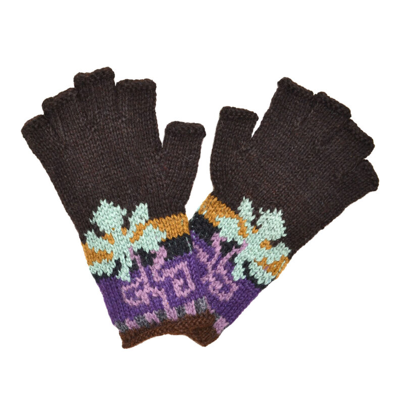 Colonial Fingerless Gloves Brown