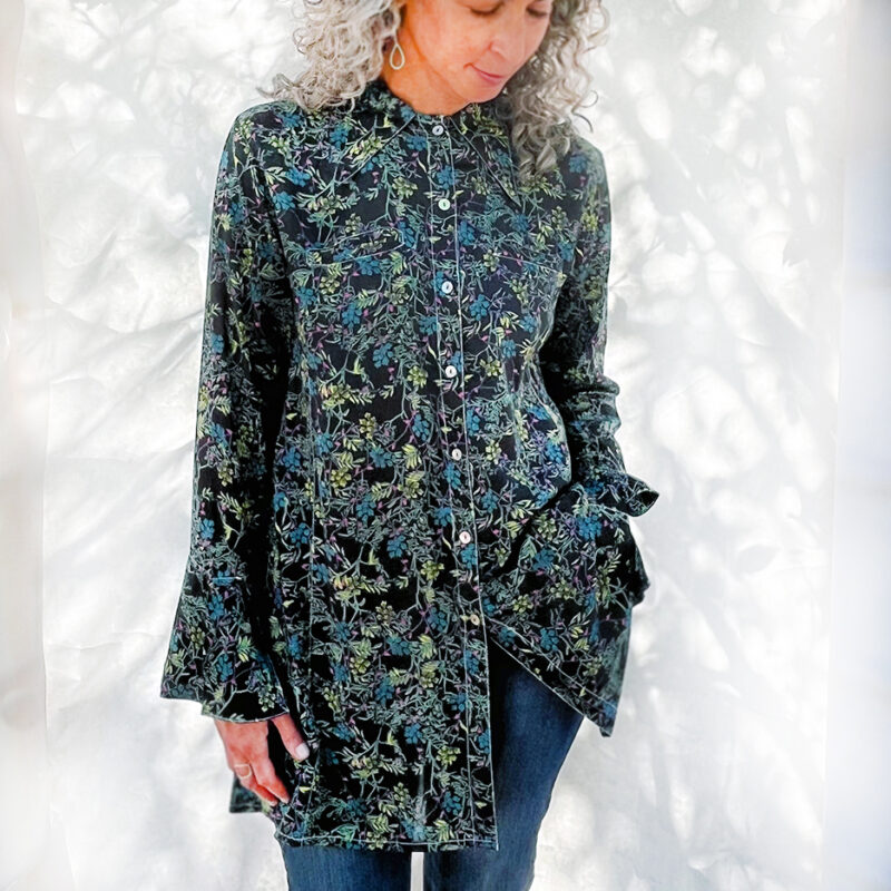 Elba Blouse Shoji Charcoal
