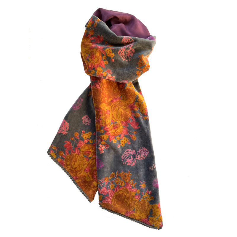 Lyon Velvet Scarf Big Rose