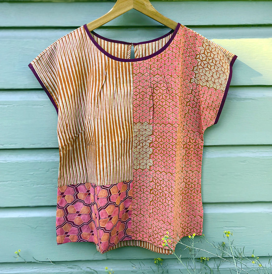 Moet Blouse Orange | Block Print - Image 4