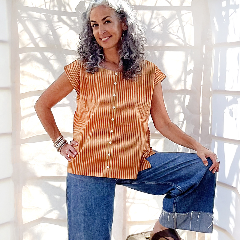 Paulina Blouse Orange | Block Print