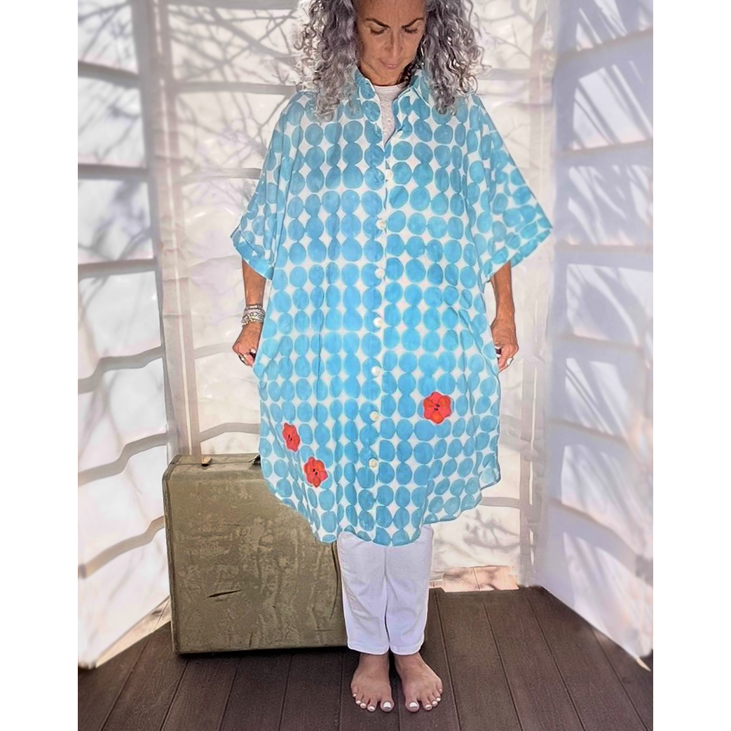 Pondi Shirt Blue | Block Print