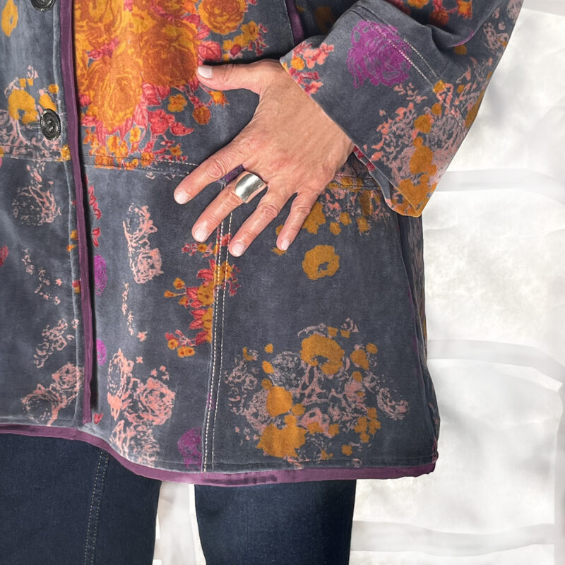 Stitching Coat Velvet Big Roses - Image 3