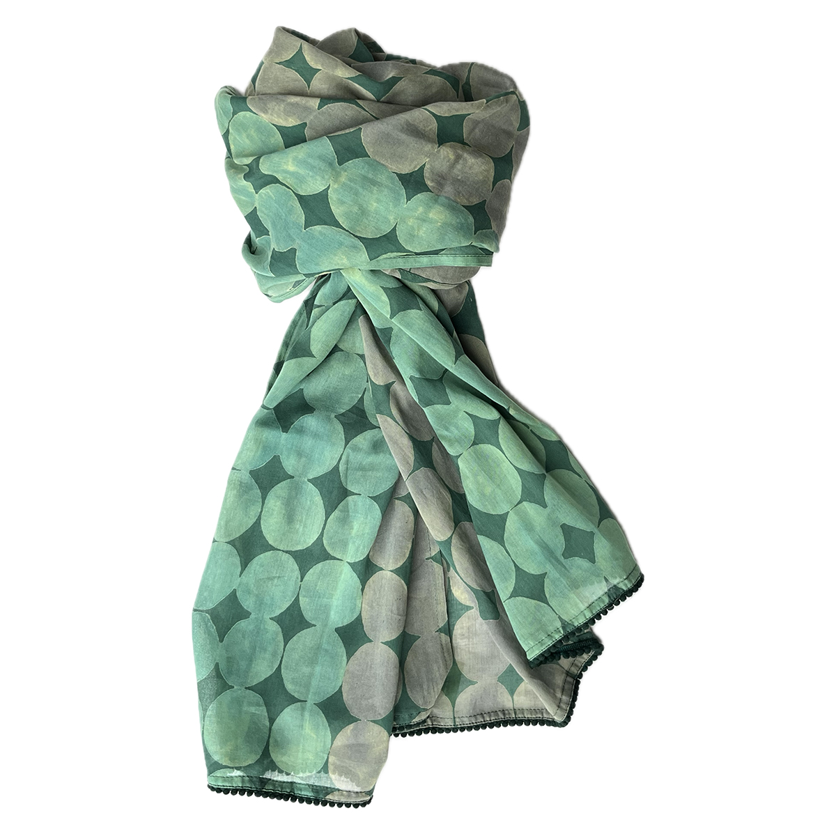 Big Circles Teal Scarf | Block Print