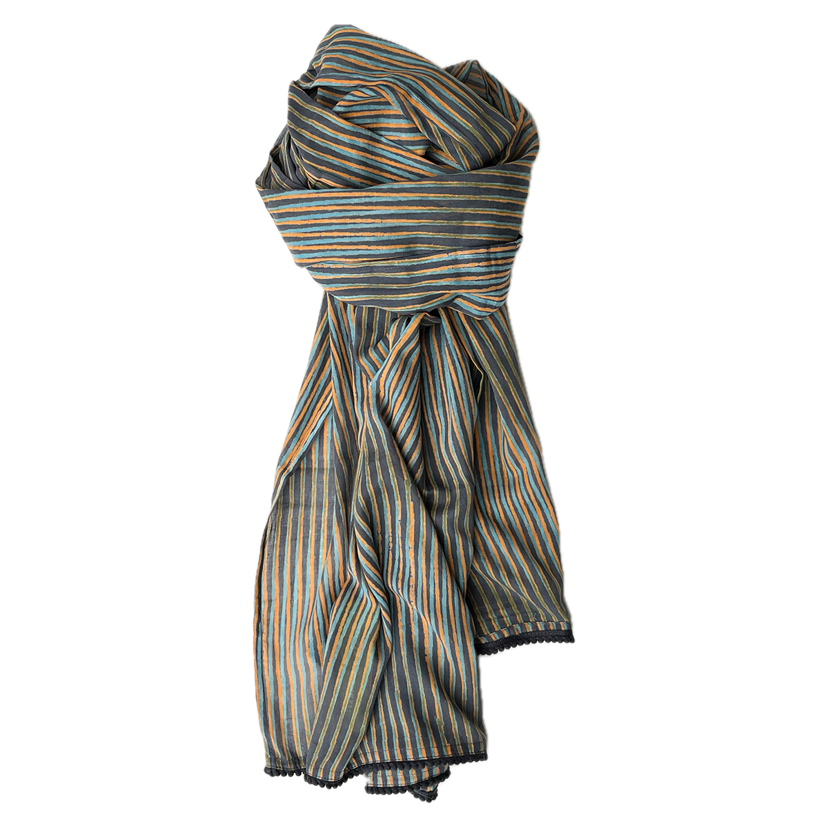 Lines Scarf Charcoal | Block Print