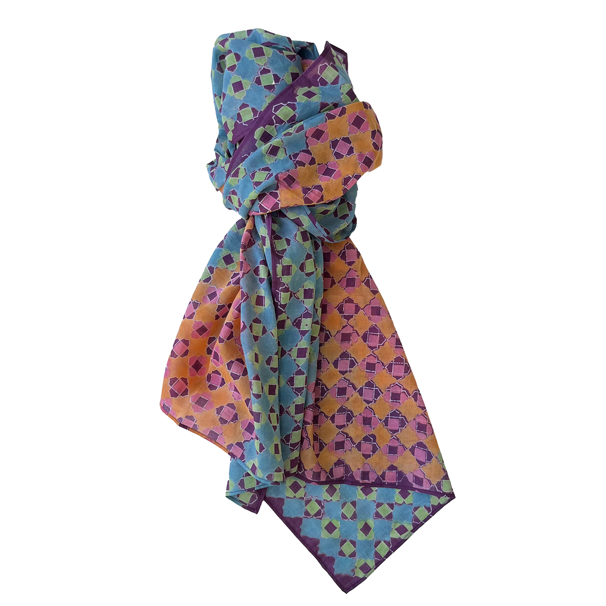 Mosaic Scarf Purple | Block Print