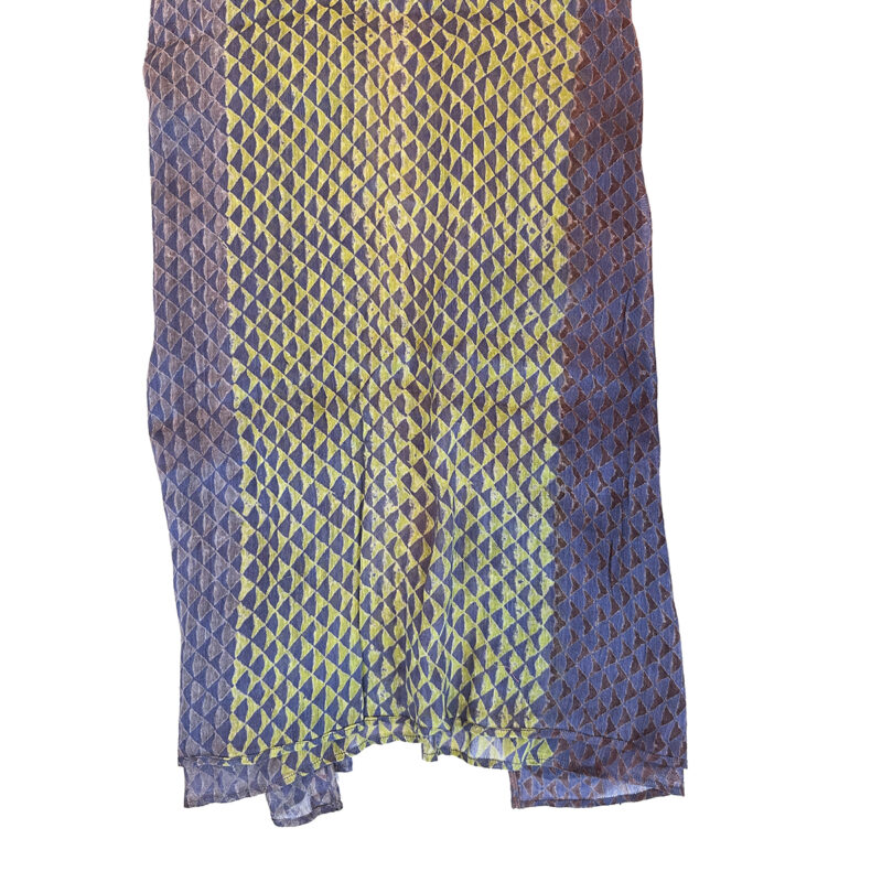 Block Print Scarf Triangles Blues - Image 2